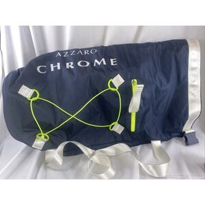 New Azzaro Chrome Men's Weekender 26" Blue Bag Gym Buckle Neon Green Straps